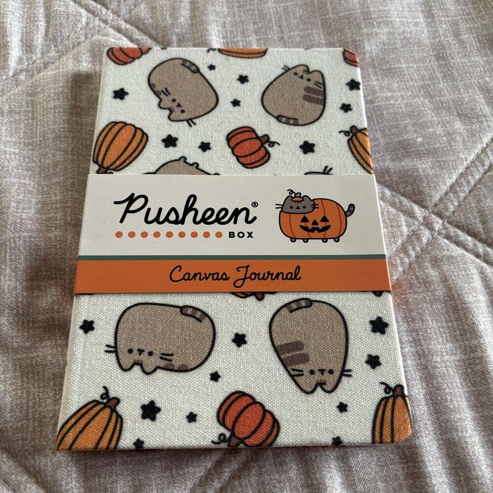 NIP Pusheen Box Exclusive Halloween Canvas Journal Notebook Autumn Pumpkin Cat